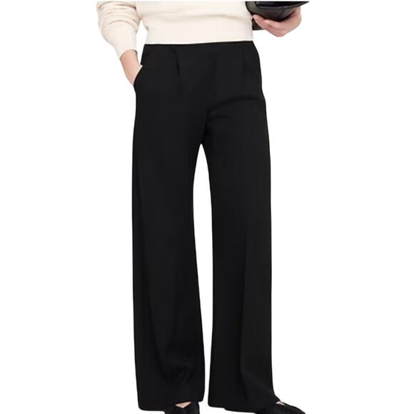 Banana Republic Pants - Banana Republic Wide Leg High Rise Black‎ Pants Womens M NEW Career Modern